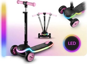 Ricokids Leddi LED balančná Kolobežka pre deti - čierno-ružová