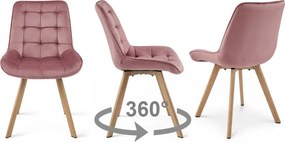 Jedálenská stolička SORIA 360 zamatová, tmavoružová / hnedé nohy
