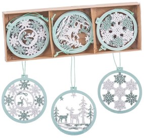 Drevené vianočné ozdoby v súprave 6 ks ø 8 cm – Casa Selección