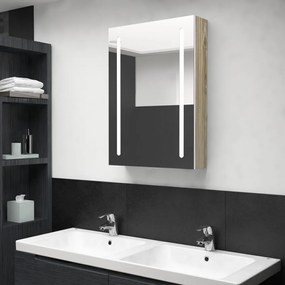 LED kúpeľňová zrkadlová skrinka biela a farba dubu 50x13x70 cm 326500