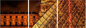 Obraz Louvre v Paríži (s hodinami) (90x30 cm)