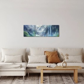 Obraz - Údolie vodopádov (s hodinami) (90x30 cm)