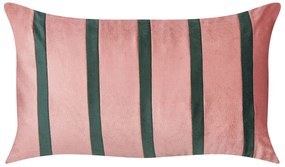 Sada 2 zamatových vankúšov s pásikavým vzorom 35 x 60 cm ružová CRODYLINE Beliani