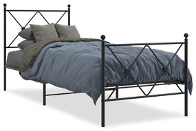 Kovový rám postele s čelom a podnožkou čierny 80x200 cm 376511