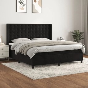 Posteľný rám boxspring s matracom čierny 160x200 cm zamat 3132929