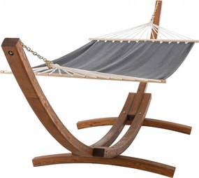 Hojdacia sieť Miramar 400 x 120 x 107 cm - drevený rám - Sivá