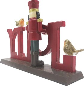 Vianočná dekorácia socha Luskáčik s nápisom Jolly - 18*4*11 cm