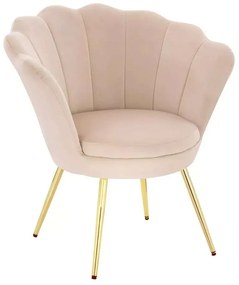 LuxuryForm DESIGN Kreslo FREY VELUR so zlatými nohami - krémové
