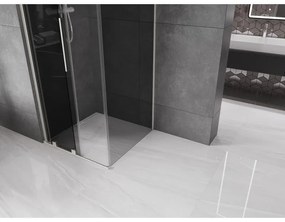 Mexen Velar, sprchový kút s posuvnými dverami 110 x 110 cm, 8mm šedé sklo, brúsená oceľ, 871-110-110-41-97