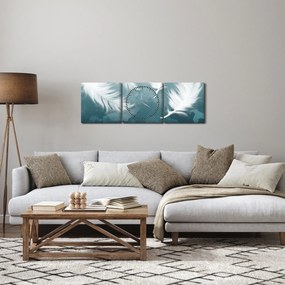Obraz - Biela pierka (s hodinami) (90x30 cm)