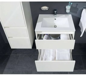 Mereo, Opto, kúpeľňová skrinka s keramickým umývadlom 61x46x60 cm, biela-dub riviera, MER-CN930