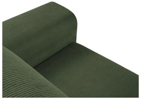 Zelená menčestrová rozkladacia rohová pohovka Micadoni Home Moghan, ľavý roh