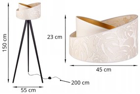 Stojacia lampa Werona 7, 1x krémové textilné tienidlo so vzorom, g, k