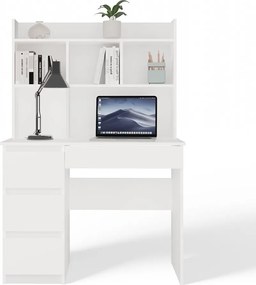 Psací stůl s nástavbou MIJAS levý matně bílý