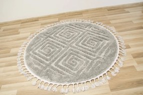 Koberec Berber 7061 3D kruh svetlosivý