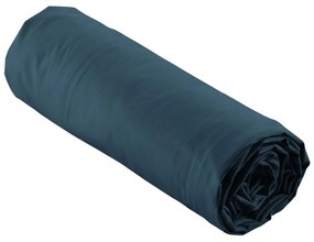 Tmavomodrá napínacia plachta z bavlneného perkálu 90x190 cm Percaline – douceur d'intérieur