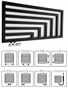Regnis Kreon Zenit, vykurovacie teleso 1000x550 mm, 541W, čierna matná, KZ100/55/D5/BLACK