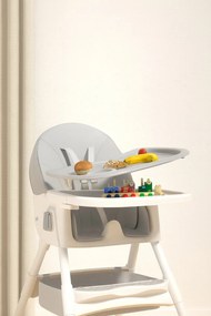 Stolička na kŕmenie KDK03 4v1 sivá + podbradník a kolieska ZDARMA