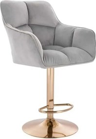 LuxuryForm DESIGN Barová stolička AMALFI VELUR na zlatom tanieri - svetlo šedá
