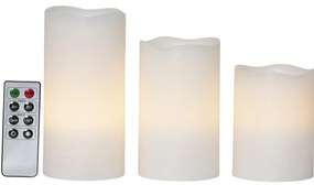 STAR TRADING Voskové LED sviečky s ovládačom White – set 3 ks