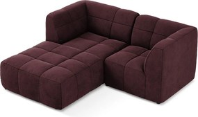 Vínovočervená zamatová rohová pohovka (ľavý roh/s leňoškou) Aloha – Makamii