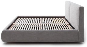 Sivá čalúnená dvojlôžková posteľ s úložným priestorom s roštom 180x200 cm Atesio – Meise Möbel