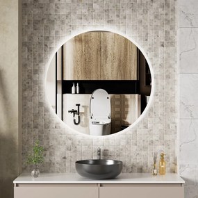 Erga Deam, okrúhle LED zrkadlo 100cm, 3 farby svetla, predné osvetlenie, vyhrievacia podložka proti zapareniu, ERG-V01-Deam-1010-CL