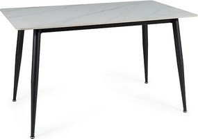 Jedálenský stôl Rion 130 cm keramika biely mramor/čierny