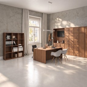 Kancelárska skriňa FRAME, 12x dvere, 1299 x 450 x 1735 mm, mechanický kódový zámok, orech