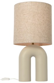 Dizajnová stolná lampa béžová s tienidlom z ľanu béžová - Lotti