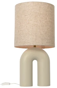 Dizajnová stolná lampa béžová s tienidlom z ľanu béžová - Lotti