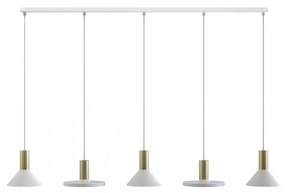 NOWODVORSKI Závesné industriálne LED osvetlenie HERMANOS V, 5xGU10, 10W, biele, mosadzné