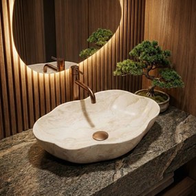 Rea Pearl Kallisto, umývadlo na dosku 505x380x135 mm, béžová-imitácia kameňa, REA-U0619