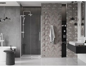 Mexen Velar L, posuvné sprchové dvere do otvoru 100 cm, 8mm číre sklo, biela matná, 871-100-003-01-20