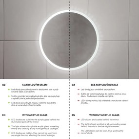 Nimco Čierne okrúhle LED zrkadlo pr. 900 mm s dvoma dotykovými senzormi - ZPC 28003RVX-90