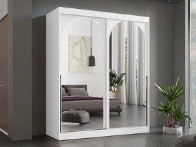 Šatník Nivez 180, Farby: biela / biela + čierna
