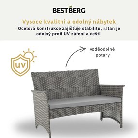 4dielna sada záhradného ratanového nábytku BestBerg Cordova BBRF-1008BG / čierna/sivá