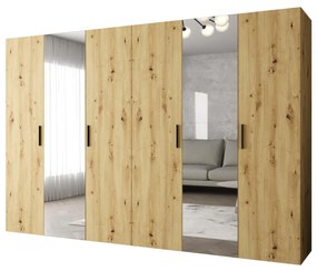 Šatníková skriňa 300 cm Borry 2 (dub artisan + čierna). Akcia -20%. Vlastná spoľahlivá doprava až k Vám domov. 1125844