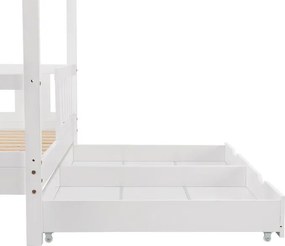 Detská posteľ 160x80, biela s roštom, zábranou a šuplíky