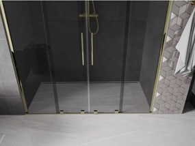 Mexen Velar Duo, posuvné sprchové dvere do otvoru 180 cm, 8mm šedé sklo, zlatá lesklá, 871-180-000-42-50