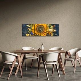 Obraz - Jesenné kvety (s hodinami) (90x30 cm)