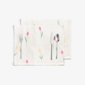 Goldea prestieranie na stôl 100% bavlnené plátno - tulipány - sada 2ks 30 x 40 cm