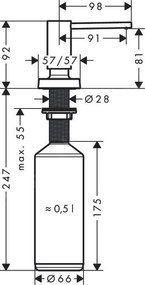 Hansgrohe Hansgrohe, príslušenstvo , dávkovač prostriedku na umývanie A71, 500 ml, matná čierna, HAN-40468670