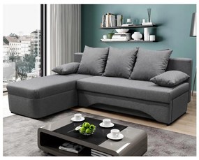 Univerzálna rozkladacia rohová sedacia súprava s úložným priestorom do tvaru L ALMEIDA sivá