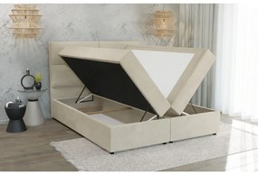 Béžová boxspring posteľ s úložným priestorom 200x200 cm Rico – Ropez