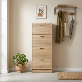 Skrinka na topánky s priehradkami G1018 OAK, dub, 4 poschodia