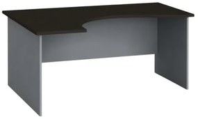 Rohový kancelársky pracovný stôl PRIMO FLEXI, zaoblený 160x120 cm, sivá / wenge, ľavý