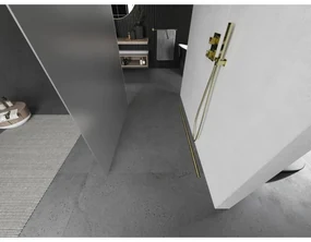 Mexen Kioto, sprchová zástena Walk-In 130 x 200 cm, 8mm sklo námraza, zlatý matný profil, 800-130-002-55-30