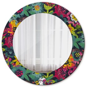 Okrúhle zrkadlo s potlačou Ručne maľované kvety fi 50 cm