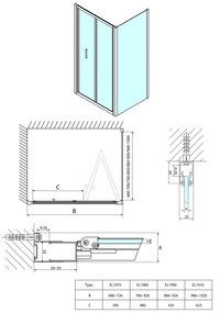 Polysan Polysan, EASY LINE štvorcová sprchová zástena 700x700mm, skladacie dvere, L/P varianta, číre sklo, EL1970EL3115